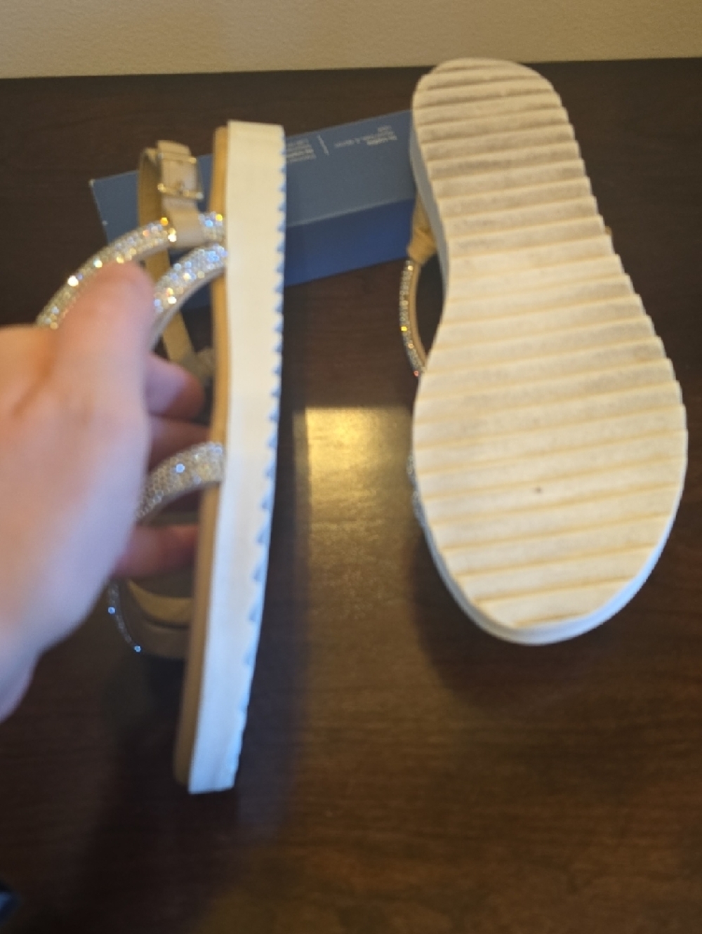 Gianni Bini Champagne Rhinestone Strappy Sandals - Picture 6 of 12